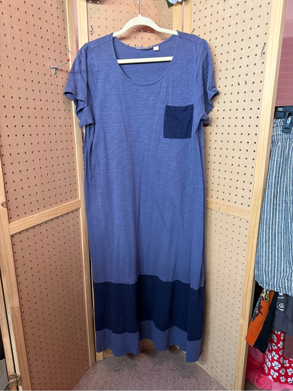 Belle by Kim Gravel XL Slub Knit Color Block Maxi Dress Twilight A594937